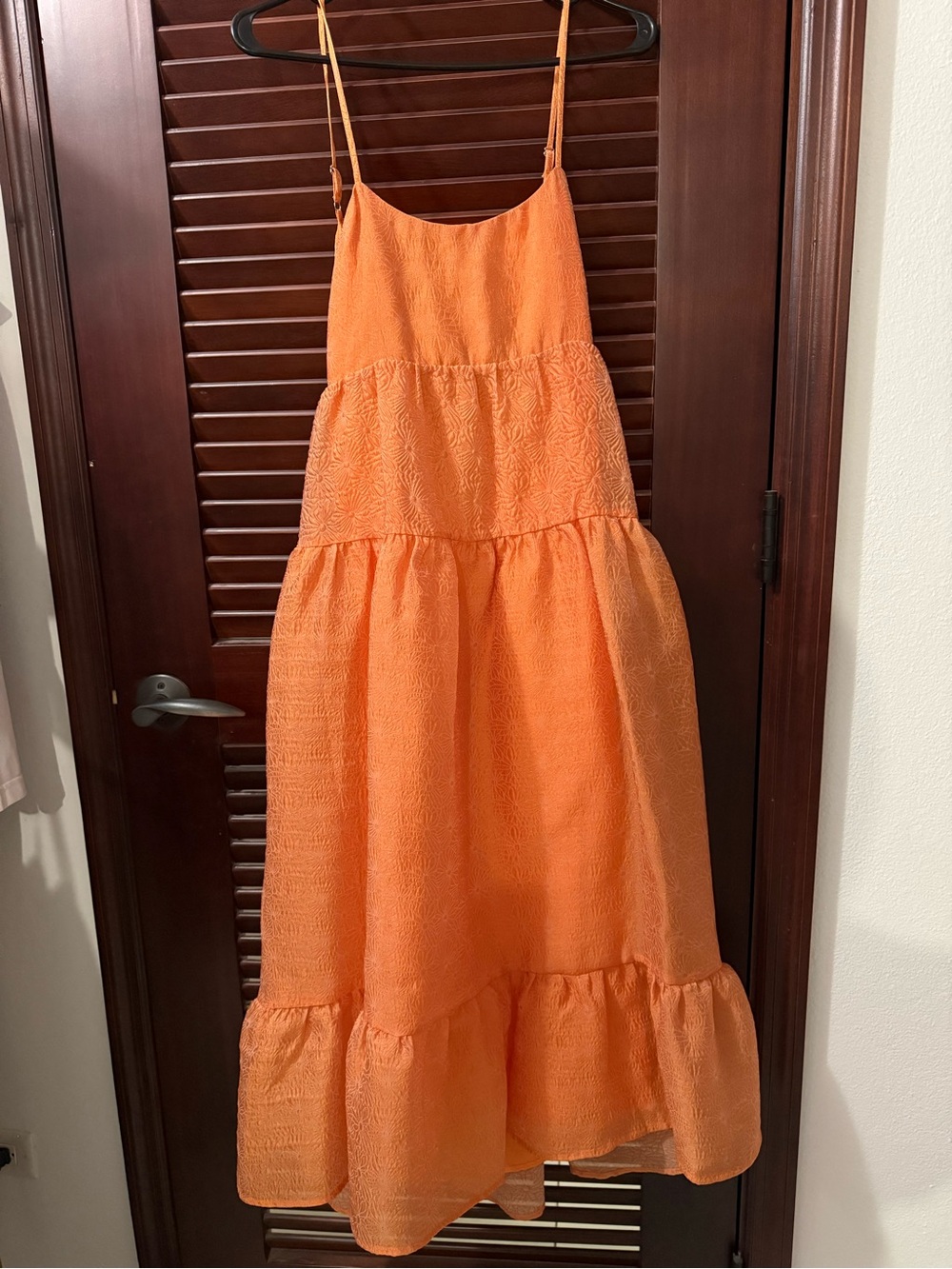 NWT Orange Floral Textured Midi Dress – Size Small
